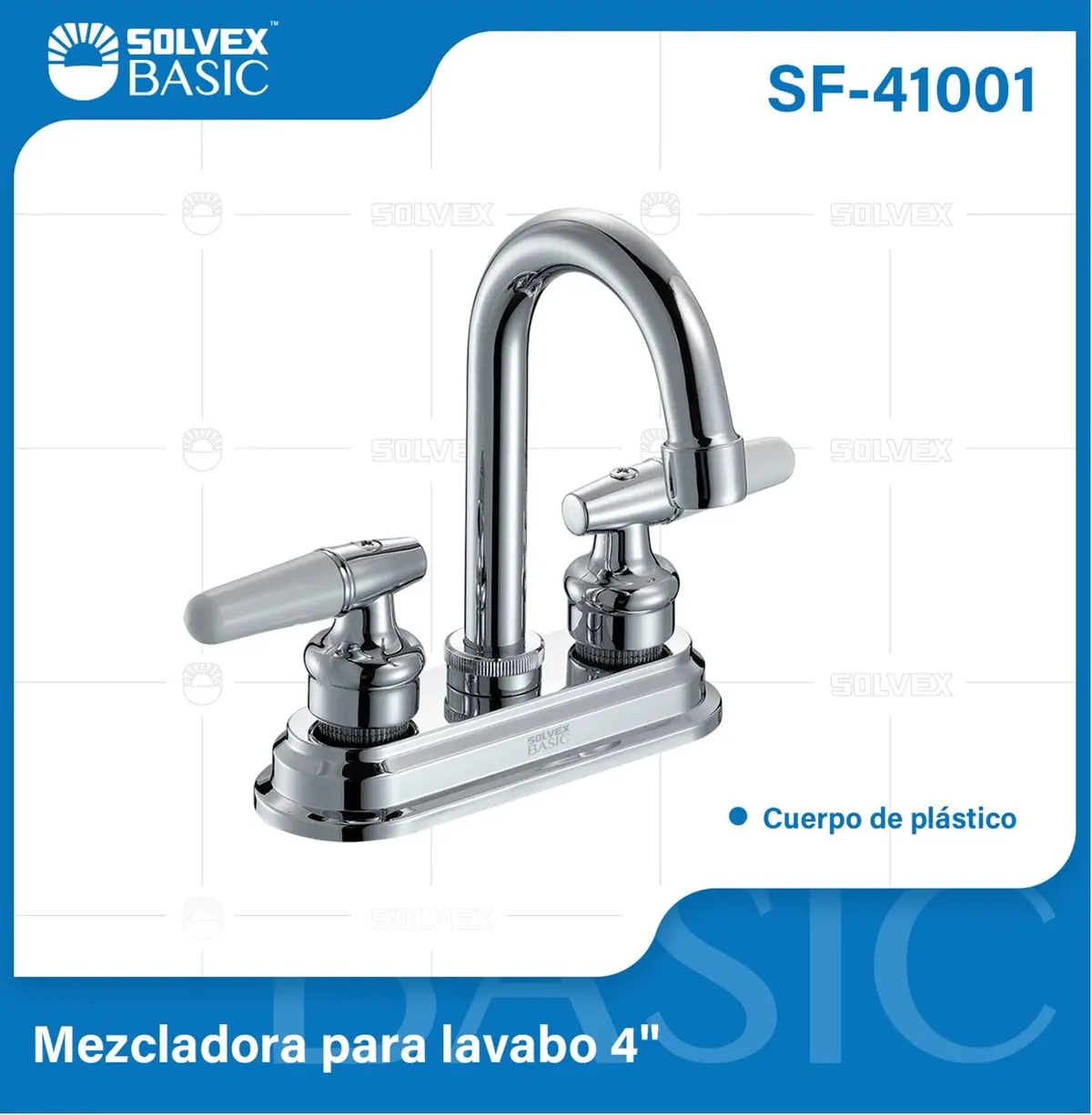 Llave Mezcladora 4" Para Lavamanos Con Manerales Tipo Palanca. Pluma Grifo Cromado Brillante. 1