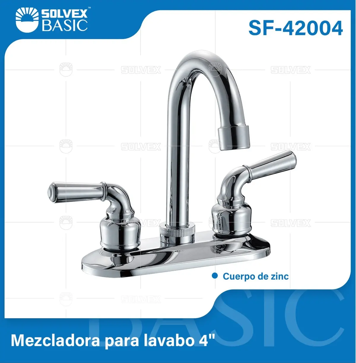 Grifo Mezclador 4" Para Lavamanos Con Manerales Tipo Palanca. Pluma Llave Cromada Brillante. 1