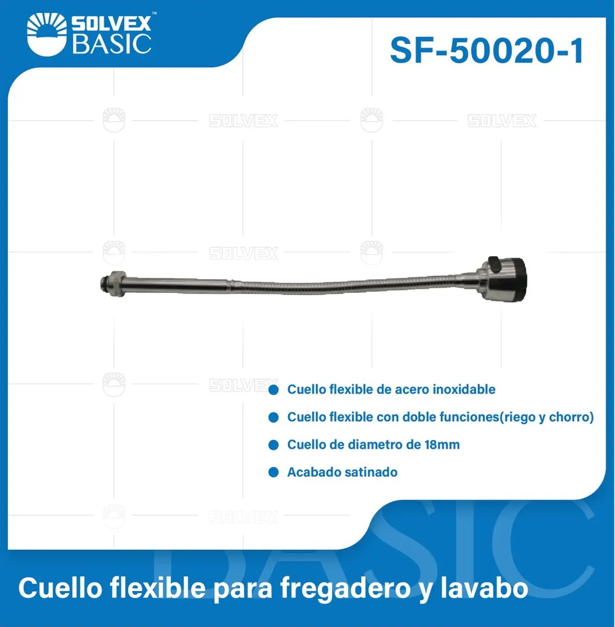 Cuello Flexible 18Mm Para Llave Mezcladora De Fregador. Acero Inoxidable. Doble Función. Acabado Satinado. 1