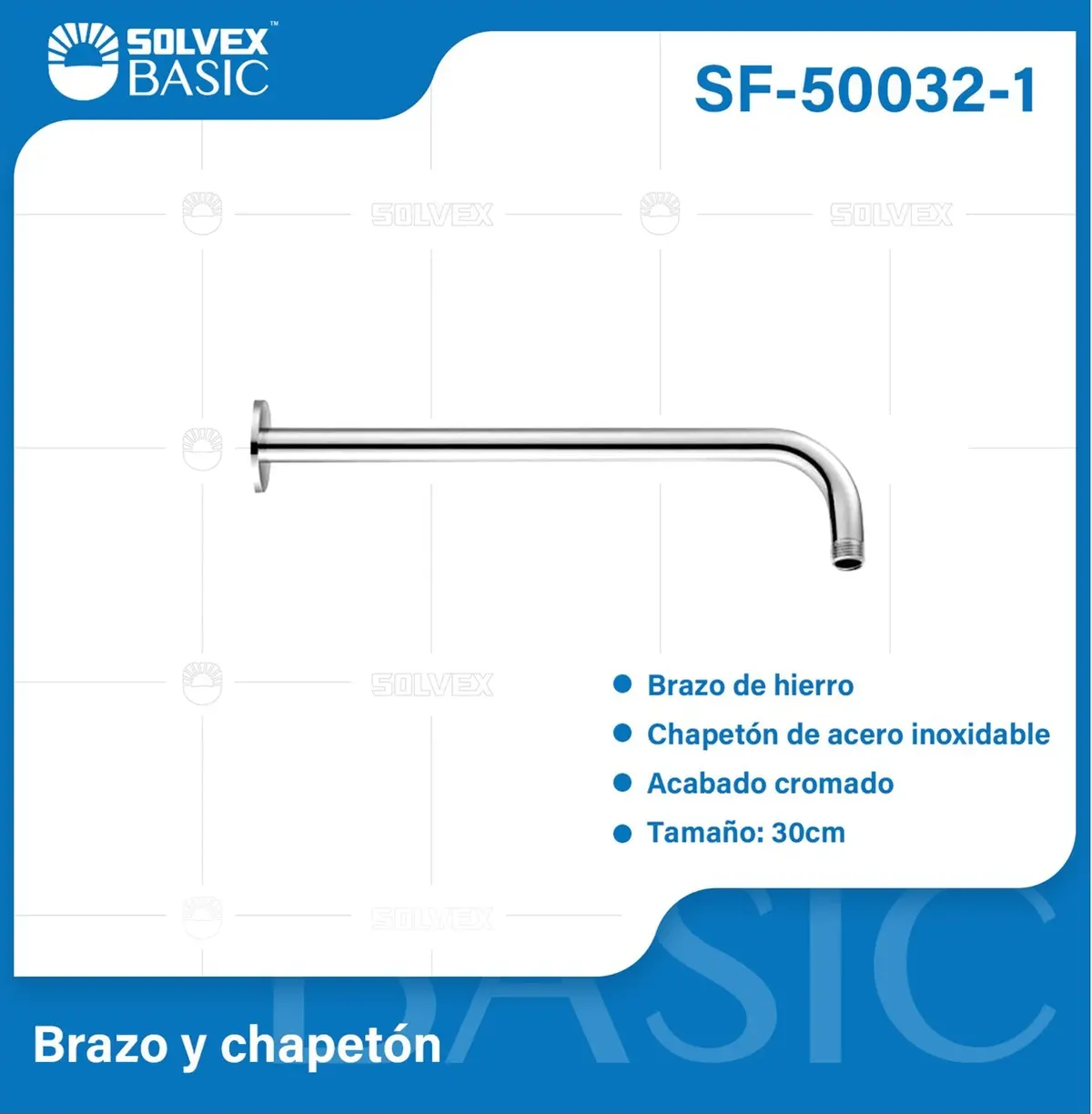 Tubo Para Ducha Con Chapetón Cromado Brillante. Brazo Para Regadera (30Cm). 1