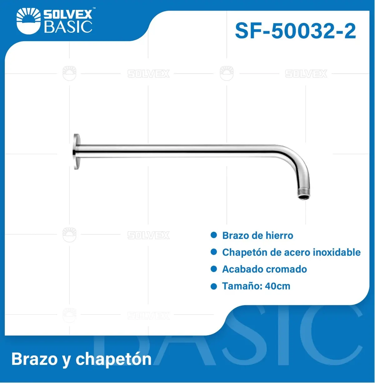 Tubo Para Ducha Con Chapetón Cromado Brillante. Brazo Para Regadera (40Cm). 1