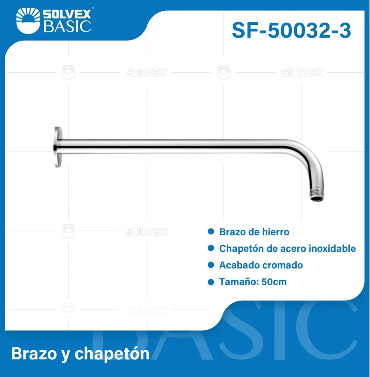 Tubo Para Ducha Con Chapetón Cromado Brillante. Brazo Para Regadera (50Cm). 1