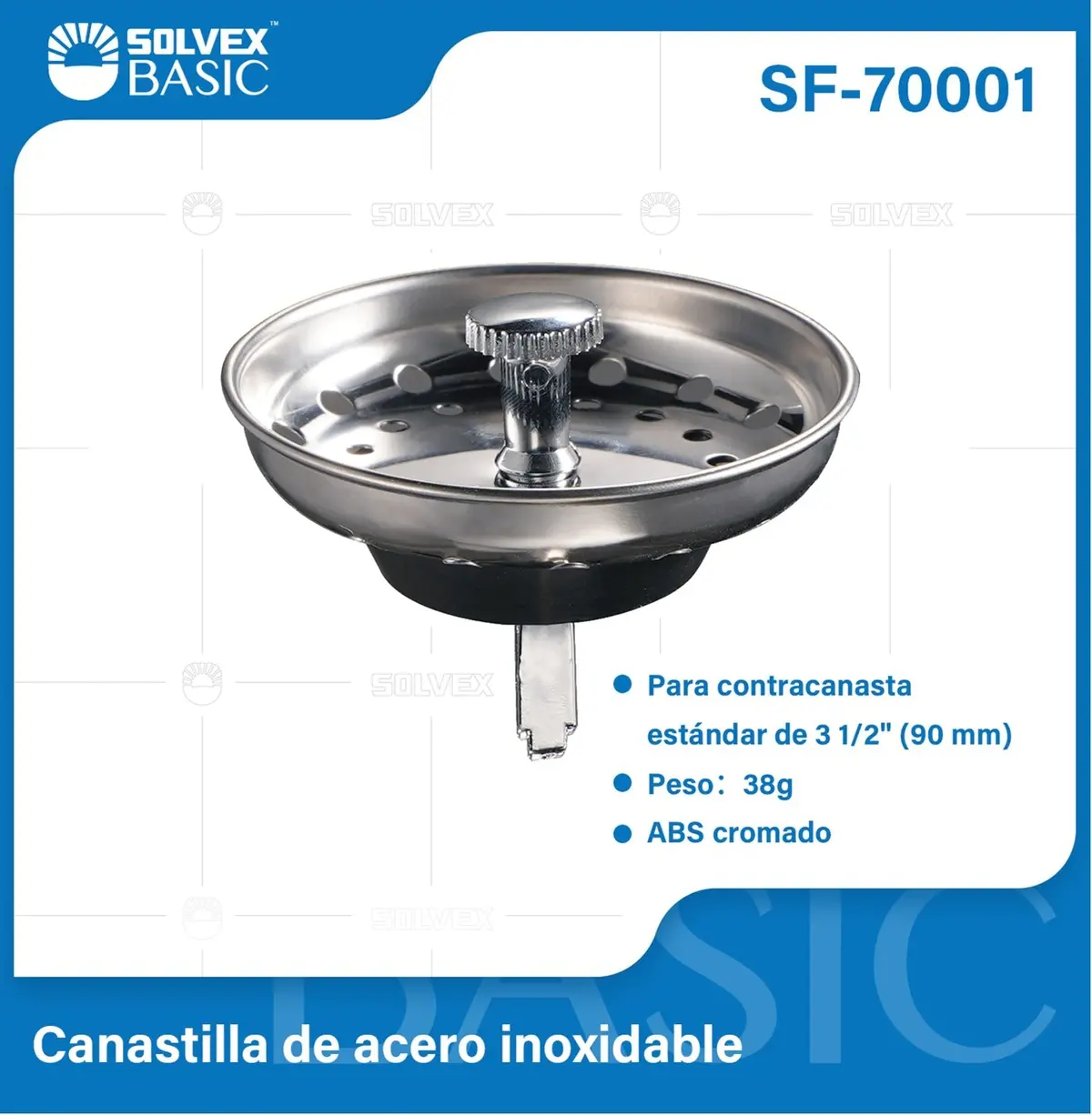 Coladera Canastilla De Acero Inoxidable Para Drenaje De Fregador. Canasta De Desagüe Estándar 90Mm. 1