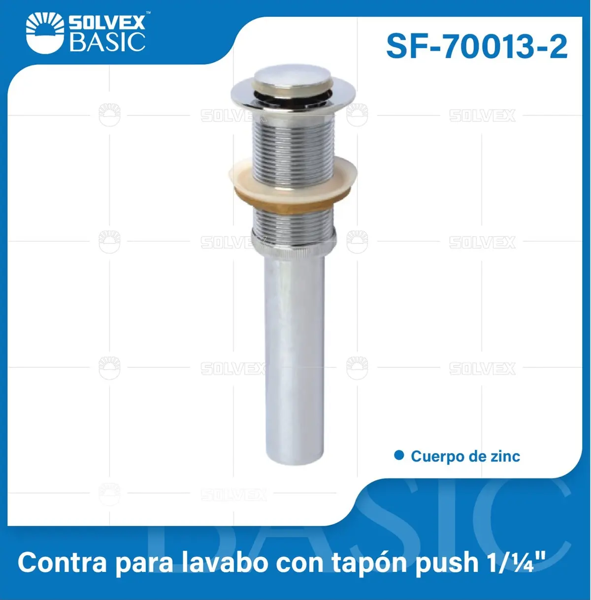 Desagüe Push 1 1/4" Para Lavamanos. Drenaje Con Tapón Automático Sin Rebosadero Cromado. 1