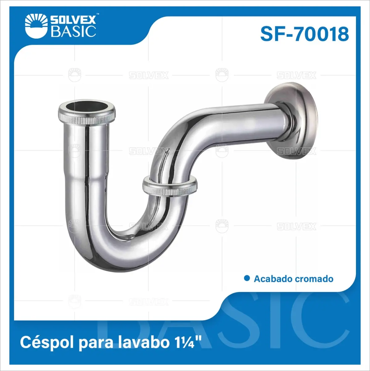Drenaje Para Lavamanos 1 1/4" Tipo Tubo En U. Trampa Cromada Con Tuerca Metálica. 1