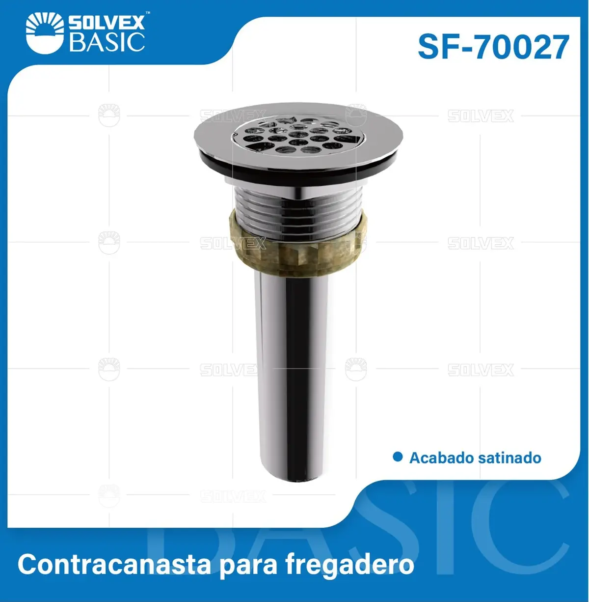 Desagüe Para Fregador 38Mm. Drenaje Con Rejilla Metálica Y Tubo De Acero Satinado. 1
