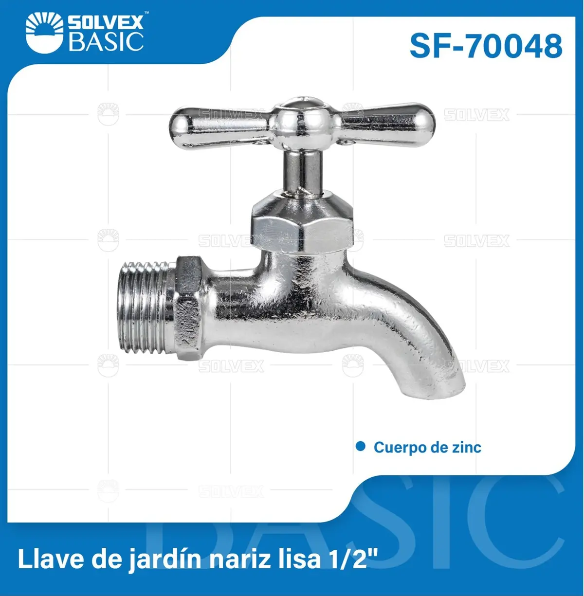 Llave De Agua Para Jardín 1/2" Nariz Lisa. Pluma Grifo Exterior De Zinc Cromado Sin Rosca. 1