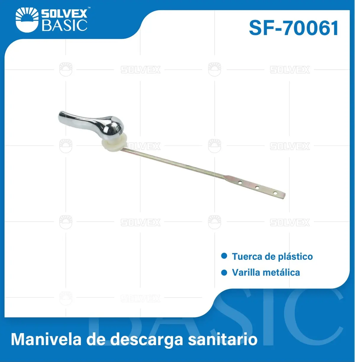 Balancín De Descarga Para Inodoro Cromado. Manija Sanitaria Con Varilla Metálica Y Tuerca Plástica. 1