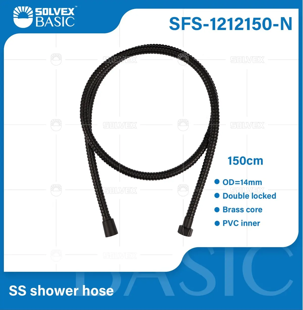 Manguera Flexible De Ducha Negra 150Cm. Repuesto Universal Para Regadera Teléfono De Acero Inoxidable. 1