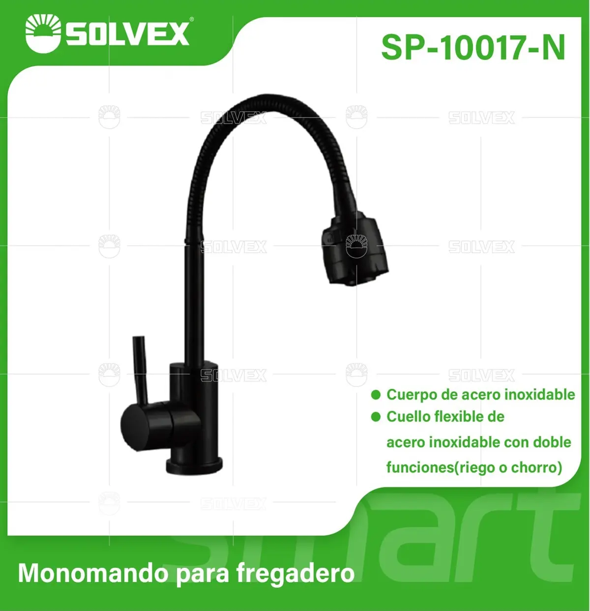 Grifo De Fregador Color Negro. Acero Inoxidable Con Cuello Flexible. Pluma Llave Monomando De Cocina Con Doble Función Rociador Y Chorro. 1