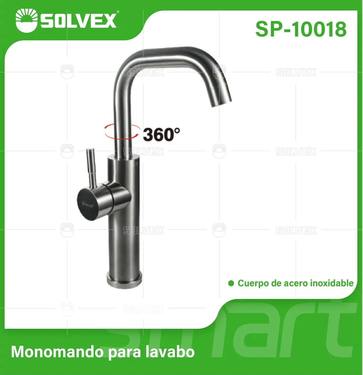 Llave De Lavamanos Individual Alta. Acabado Satinado. Grifo Para Lavabo. Boquilla Con Rotación De 360°. 1