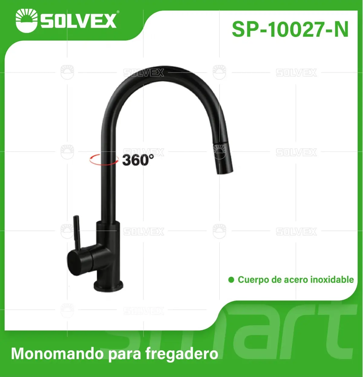 Grifo De Fregador De Acero Inoxidable. Pluma Llave Mezcladora Para Cocina Con Manguera Extensible De 1.5 M. Color Negro. 1