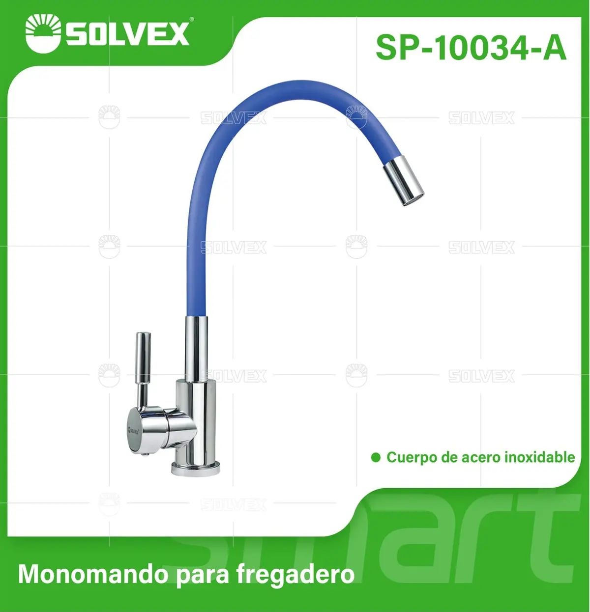 Grifo De Fregador. Color Azul. Acero Inoxidable. Pluma Llave Mezcladora Para Cocina. Cuello Flexible Universal. 1