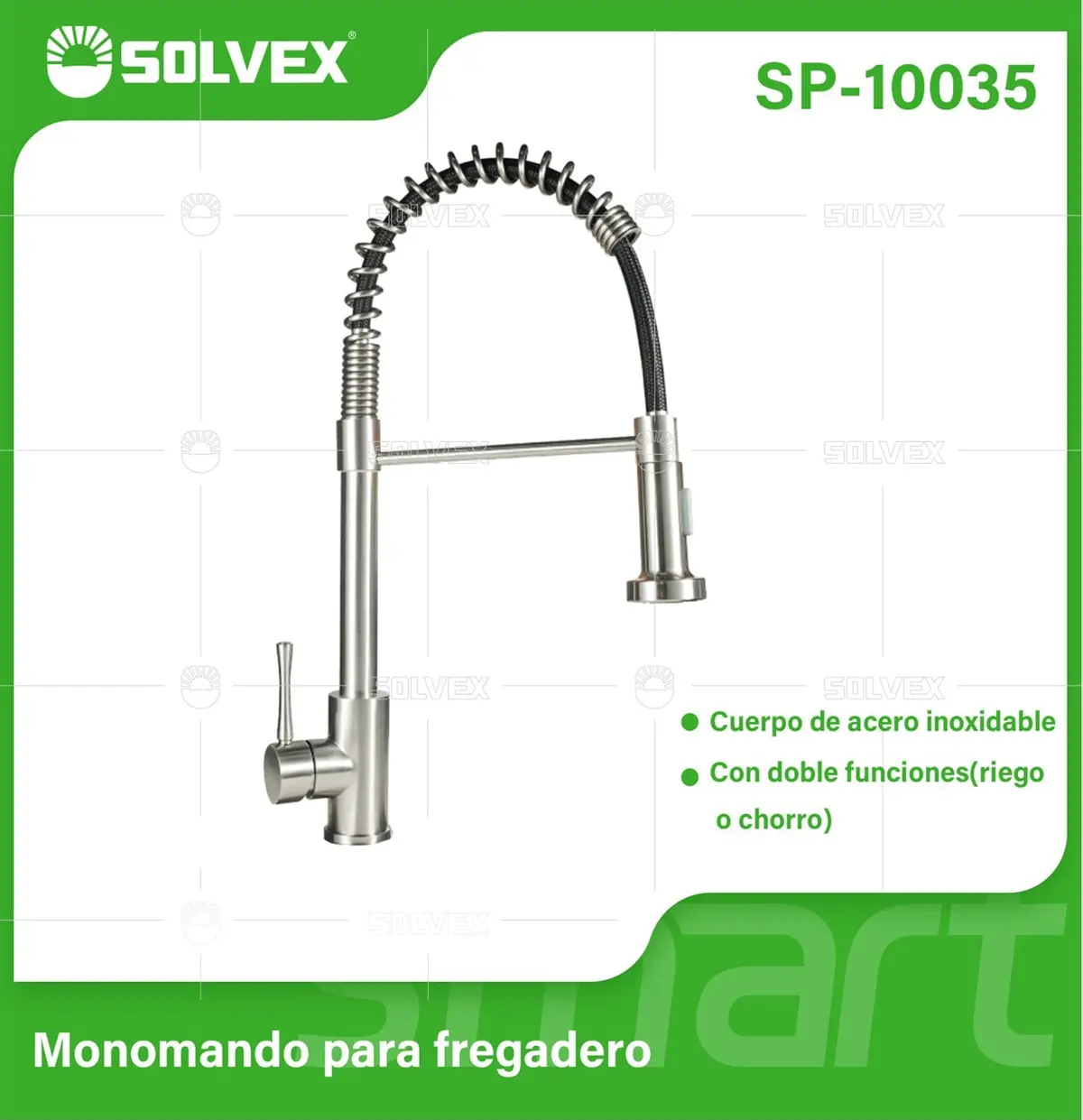 Grifo De Fregador Con Rociador Extraíble Y Doble Función (Riego O Chorro). Pluma Llave Mezcladora Para Cocina. 1