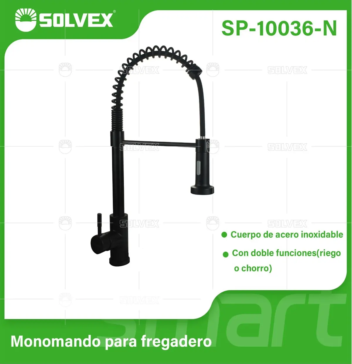 Grifo De Fregador Con Manguera Extensible De 1,5 M Y Doble Función. Pluma Llave Mezcladora Para Cocina. Color Negro. 1