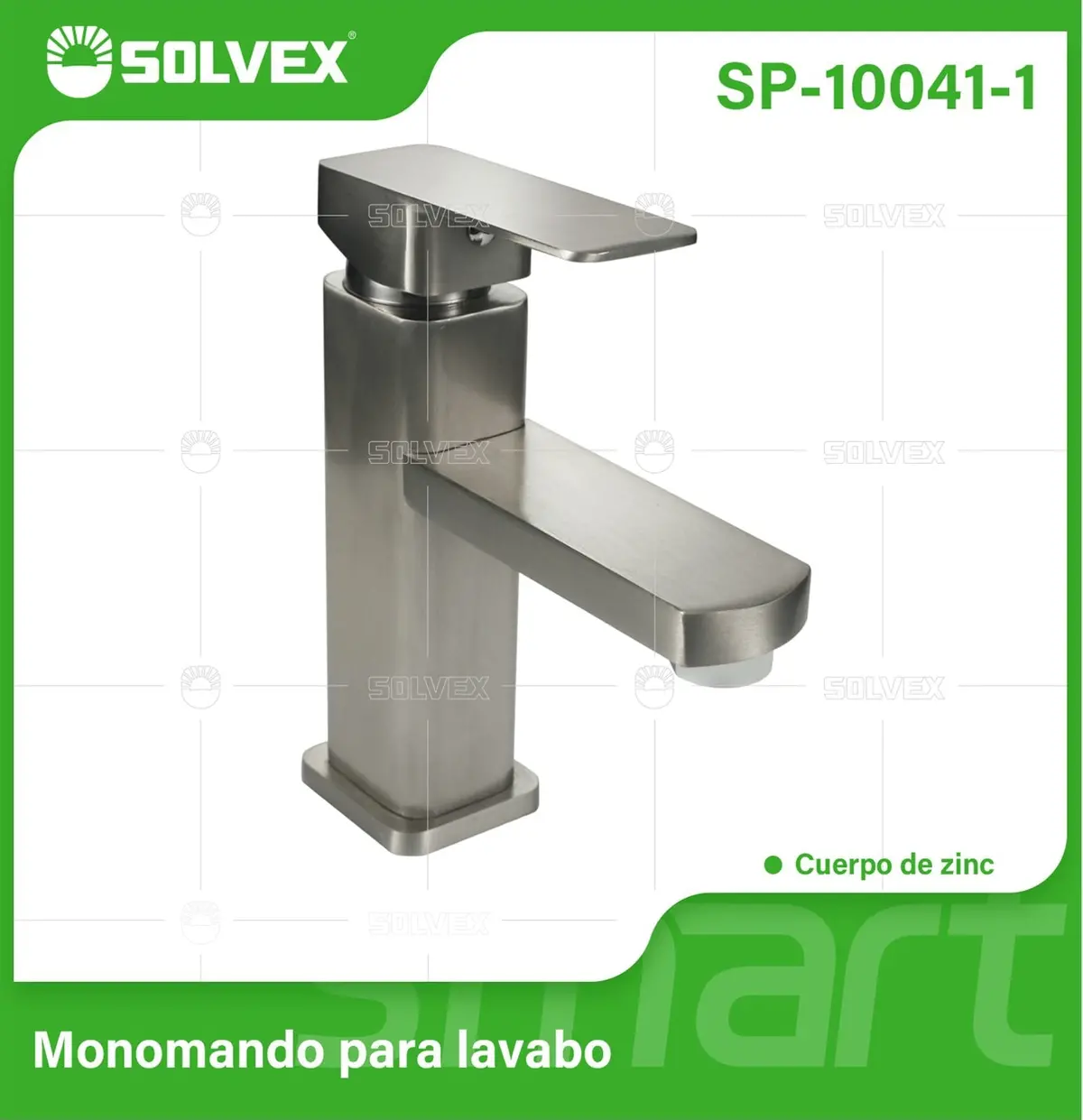 Llave De Lavamanos Individual Satinado. Grifo Para Lavabo De Zinc. Pluma Agua Fría Y Caliente. Diseño Cuadrado Moderno. 1