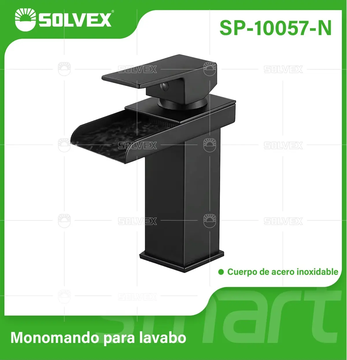 Llave De Lavamanos Individual. Color Negro. Grifo Para Lavabo. Pluma Agua Fría Y Caliente Tipo Cascada. 1