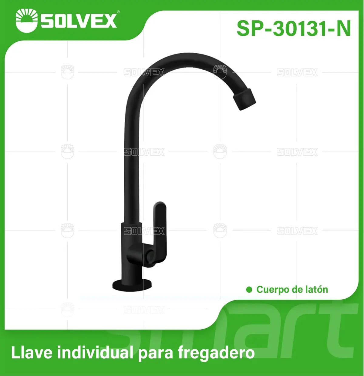 Llave Individual Para Fregador De Latón Cromado. Pluma Grifo De Cocina Alto. Color Negro. 1