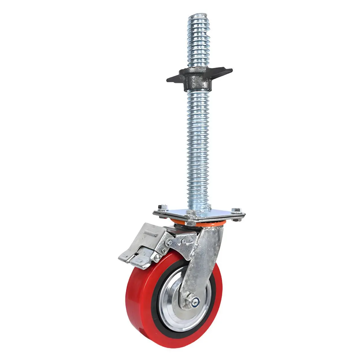 Rodaja Para Andamio De 6" Con Tornillo Nivelador. Rueda Industrial Con Núcleo Metálico, Freno Y Rosca Gruesa Ajustable. 1