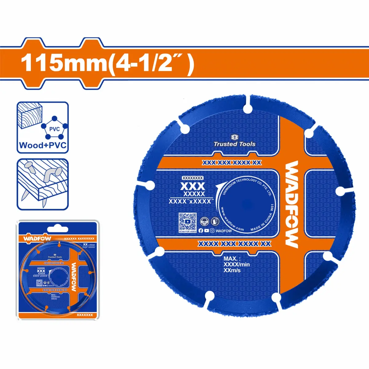 Disco De Corte De Madera Con Carburo Yg6 4-1/2" Eje 7/8" Corte Madera, Plástico, Pvc. 1