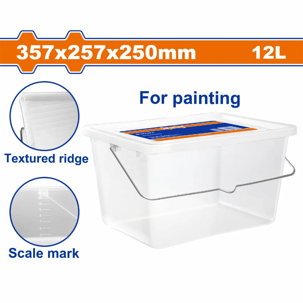 Cubo De Plastico Para Pintura Rectangular 12L Con Escala Tamaño 357*257*250Mm Bote De Pintura Recipiente 1