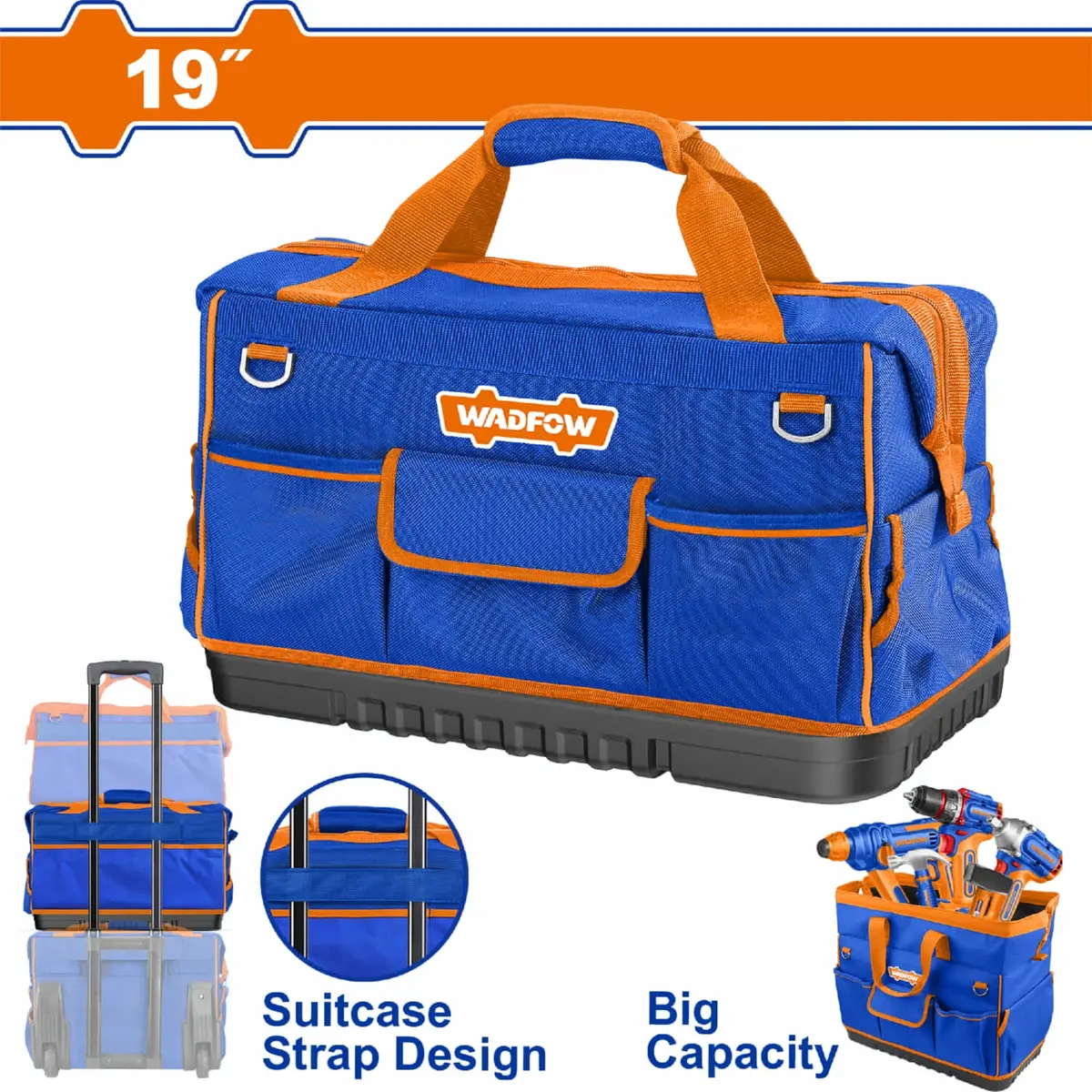 Bolsa De Herramientas De 19" 20Kg 25 Bolsillos. Base Reforzada. 50X24x29cm Bolso Caja De Herramientas 1