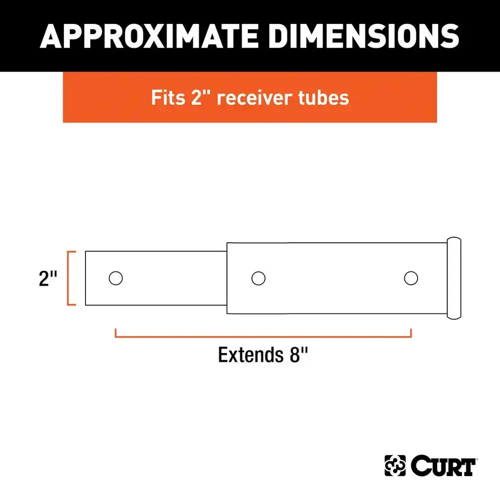 Curt 45781 8 Inch Receiver Tube Extender 2 Inch Hollow Shank 3500 Lbs 2