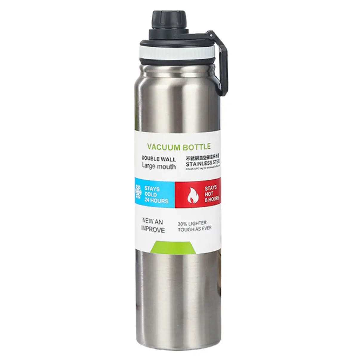 Botella De Agua Térmica 800Ml. Termo De Doble Pared. Acero Inoxidable. Color Plateado. 1