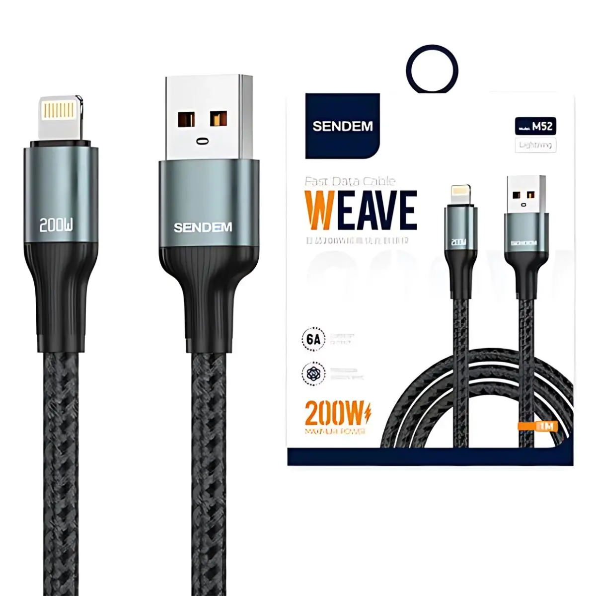Cable Usb A Lightning 1M. Carga Rápida Y Transferencia De Datos. Compatible Con Apple 200W. 1