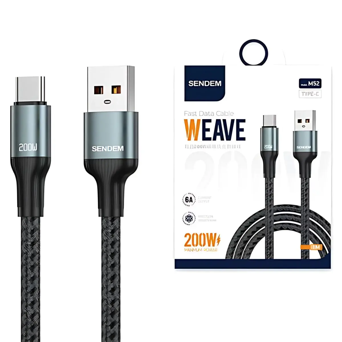 Cable Usb A Tipo-C (1 Metro) Carga Rápida Y Transferencia De Datos. 200W 1