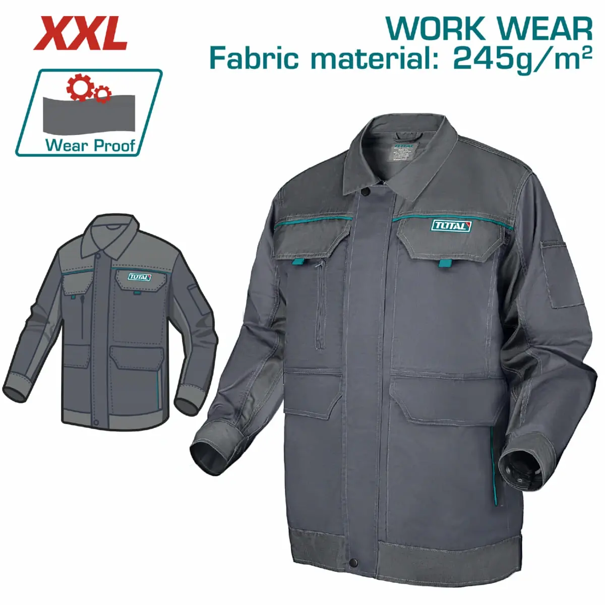 Camisas De Trabajo Con Material Reflectante Y Bolsillos. Color Gris Manga Larga 5