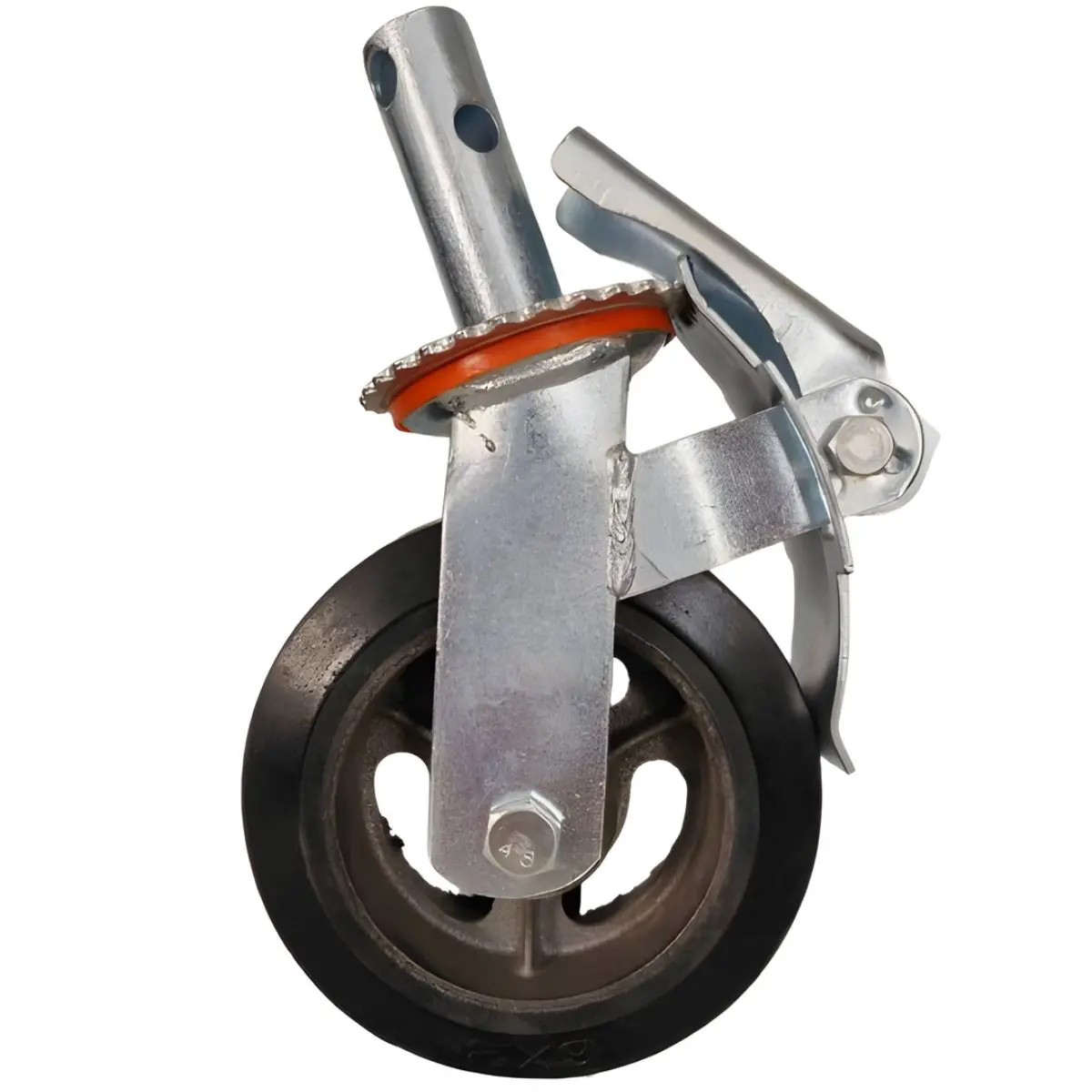 Rodaja Para Andamio De 6". Rueda Industrial Con Núcleo Metálico, Banda De Goma Y Freno. 1