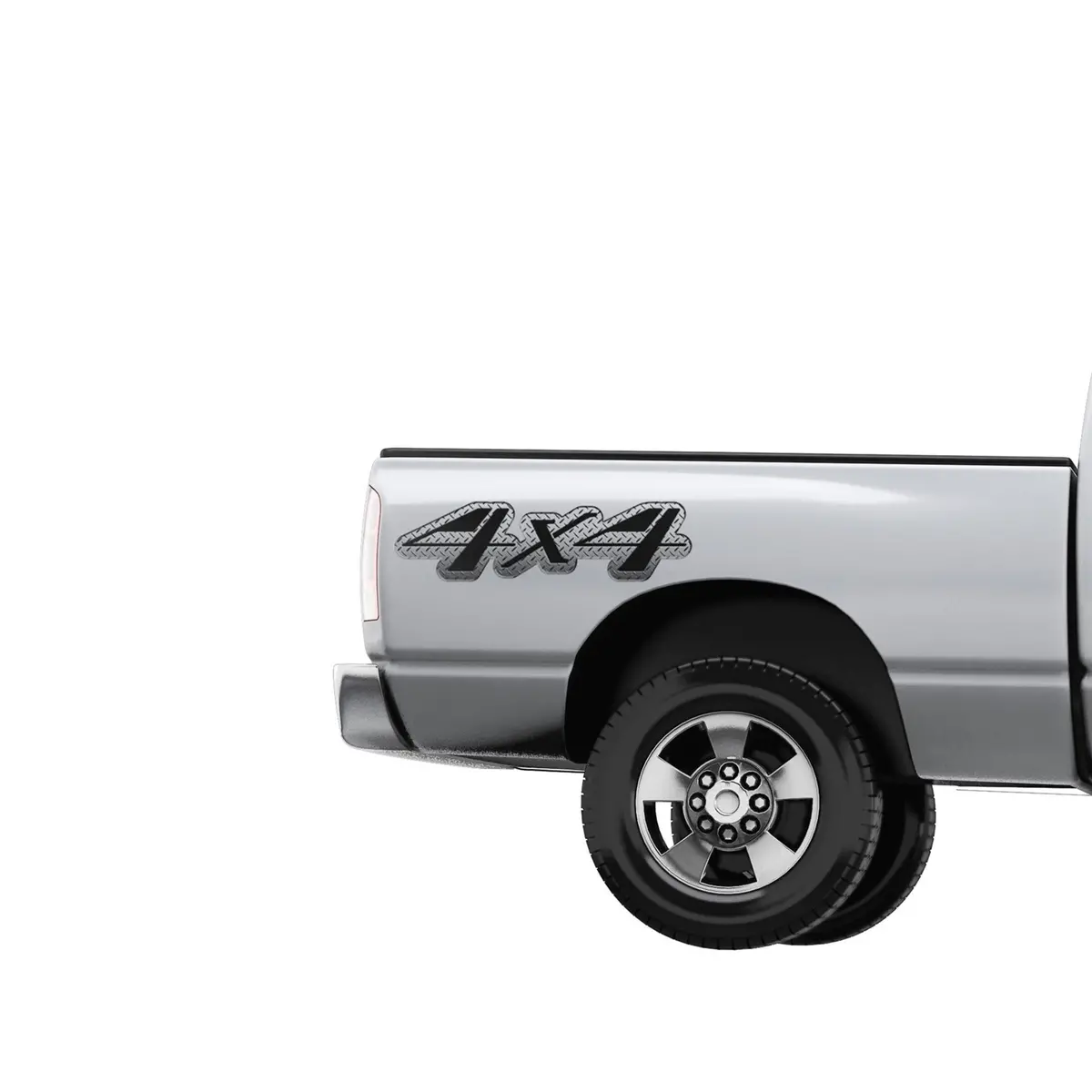 Diamond Plate Style 4X4 Truck Bedside Decal Set (2Pc) 3