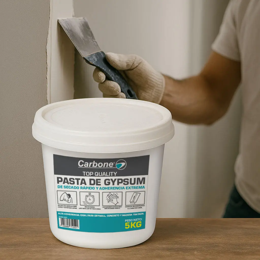 Pasta Para Gypsum Drywall 5Kg / 11 Lbs Secado Rapido, Adherencia Extrema Resanador De Muros Marca Carbone 1