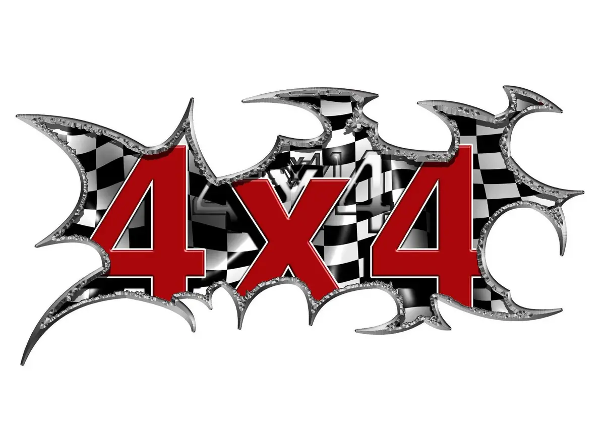 4X4 Checkered Flag Vinyl Decal – Set Of 2 For Trucks & Suvs 1