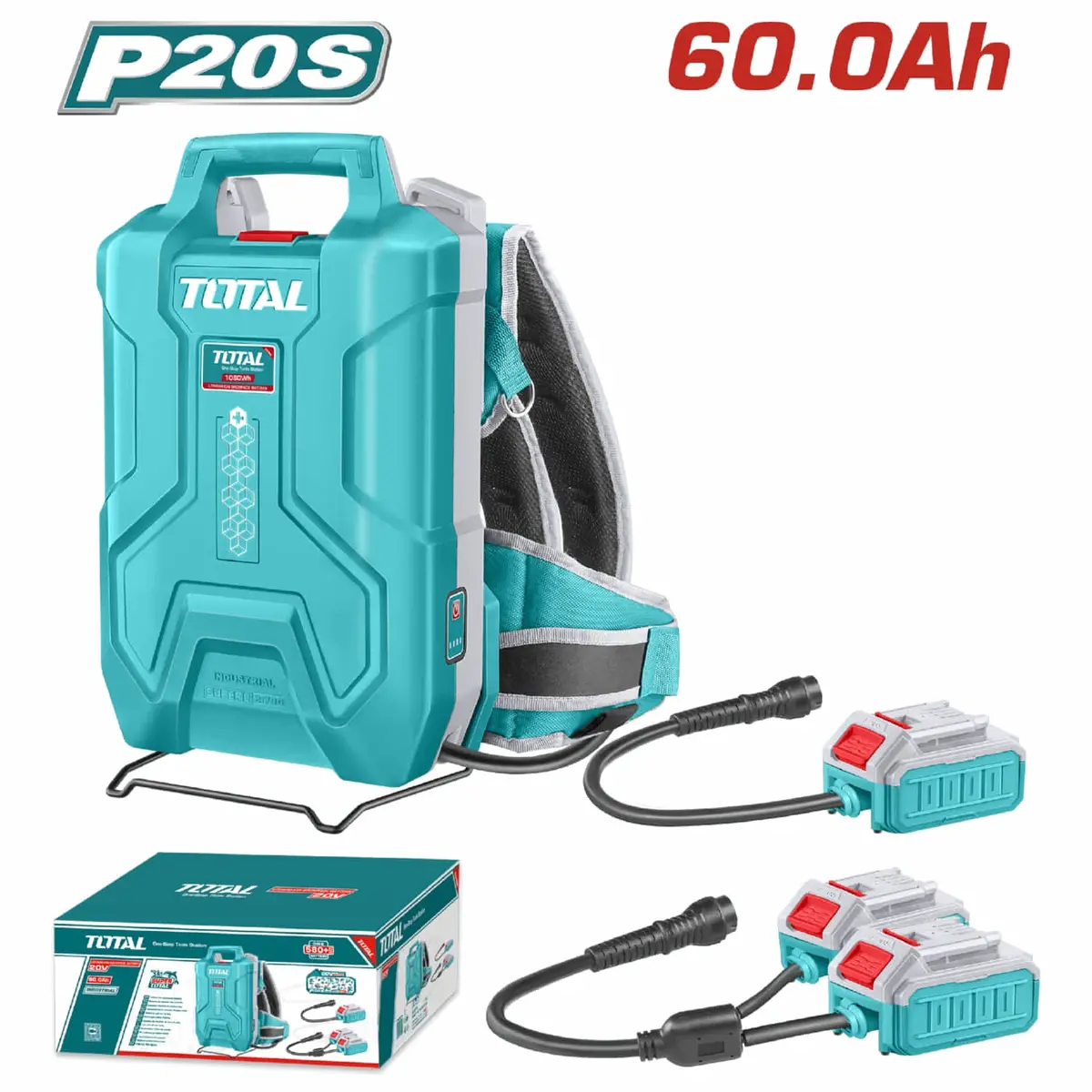 Batería Total 20V/40V 60.0Ah/30.0Ah Para La Espalda (1080Wh) Tipo Mochila Portátil. Indicador Led. Compatible Con Herramientas Total. Morral 1