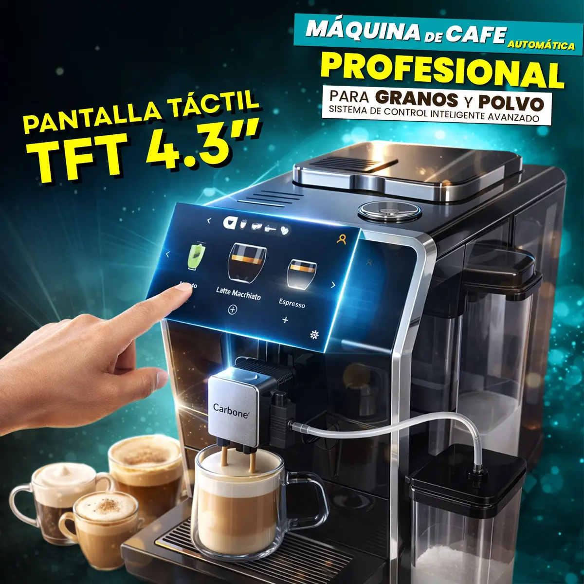 Máquina De Cafe Automática Profesional Granos Y Polvo Sistema De Control Inteligente Avanzado 20 Bar Pantalla Táctil Joystick Espresso Capuchino Latte Cortado Macchiato 1