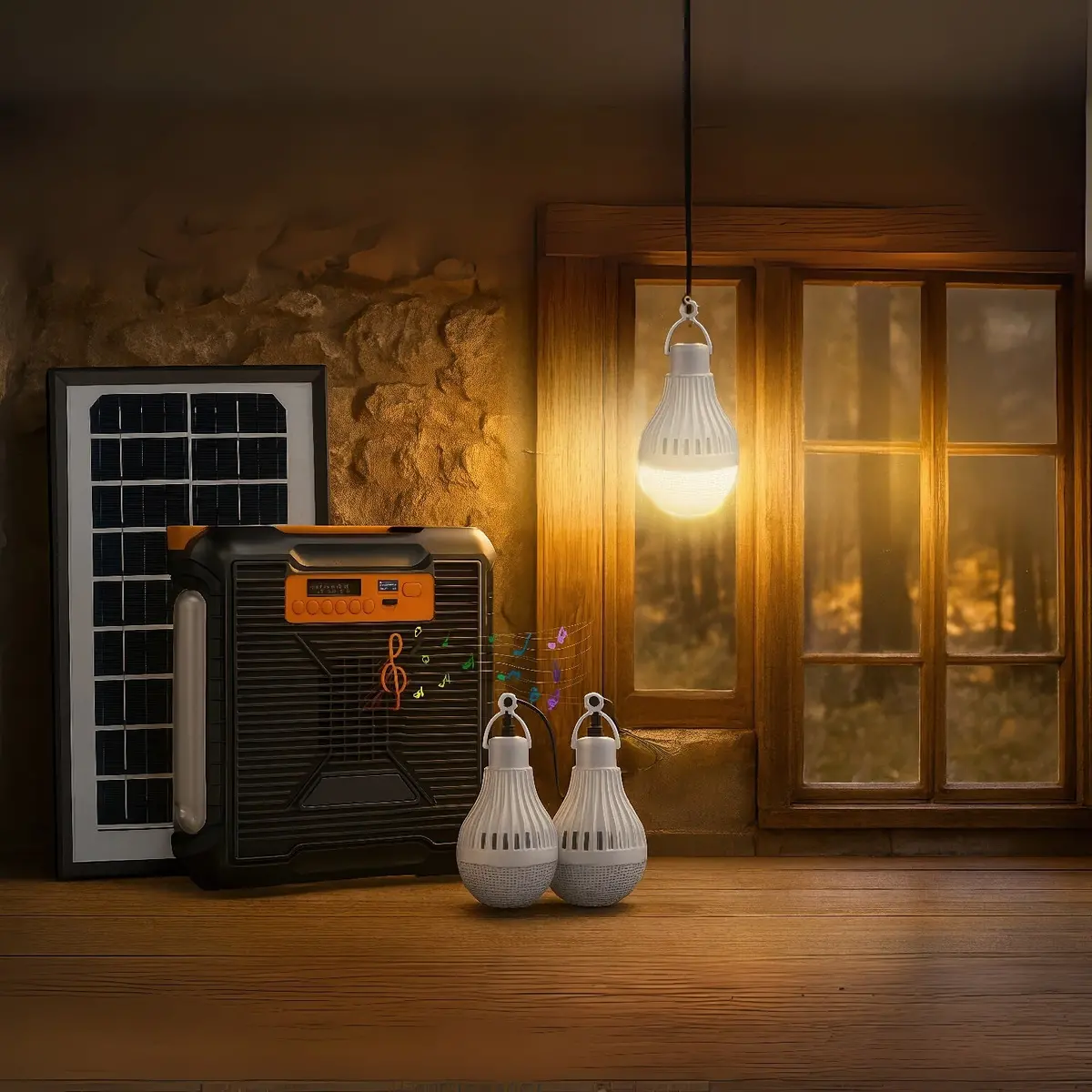 Estación De Energía Solar Portátil Multifuncional. Luz De Alta Potencia Para Exteriores E Iluminación Interior. Sistema Con Panel Solar. Power Bank Bateria Respaldo Incluye Bocina. 2