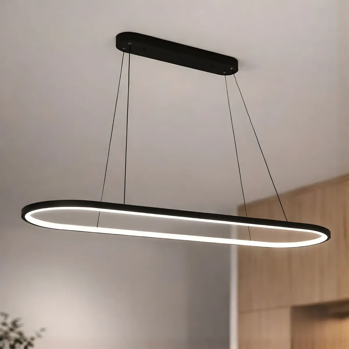 Lámpara Colgante Led 36W 3200Lm 3000K Con Diseño Moderno Minimalista Ideal Comedor Y Sala.90 Cm. Color Negro 1