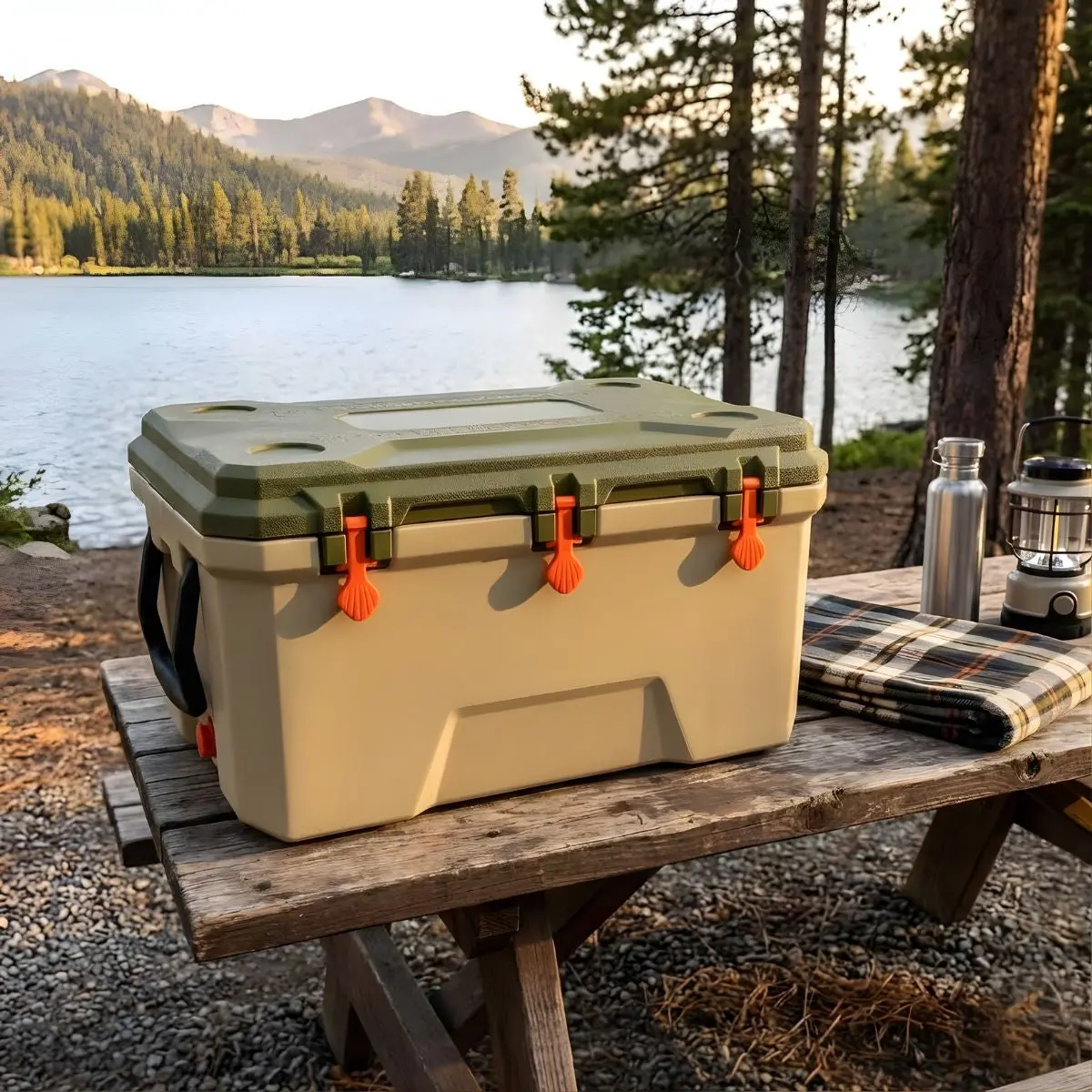 Cooler Portátil 153 Qt (145L) (88X57x48cm) Con Drenaje Inferior. Hielera De Alta Capacidad Con Tapa Sellada, Porta Vasos Y Asa De Transporte 1