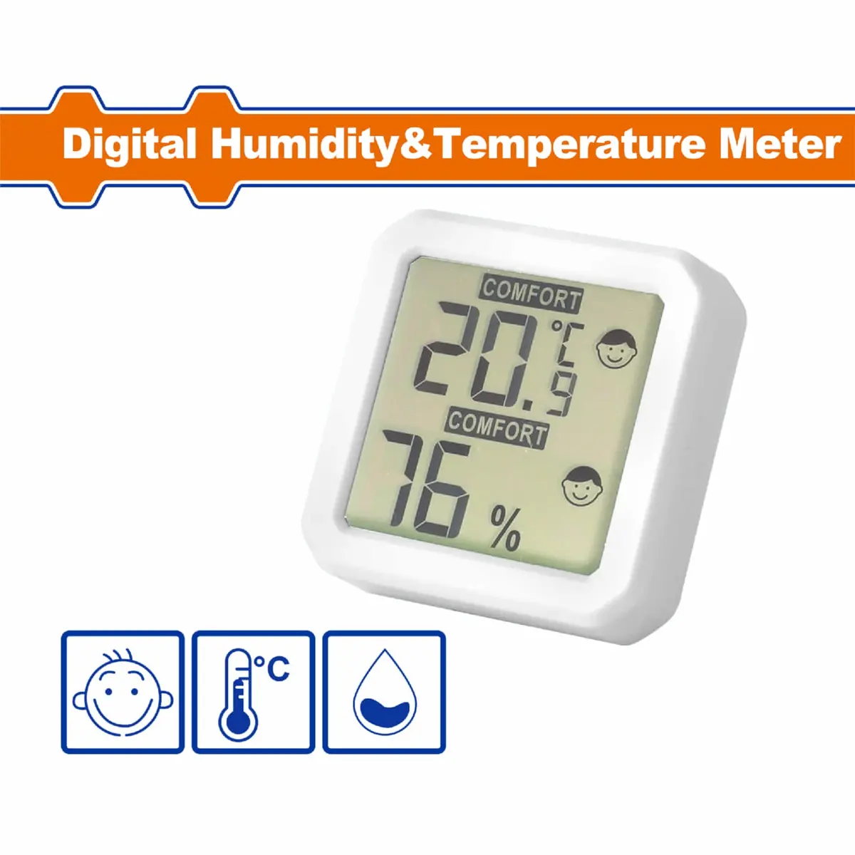 Medidor Digital De Humedad Y Temperatura. Temperatura Ambiente: -10℃~60℃ Humedad Ambiente: 0~100% Indicador Batería Baja. 1