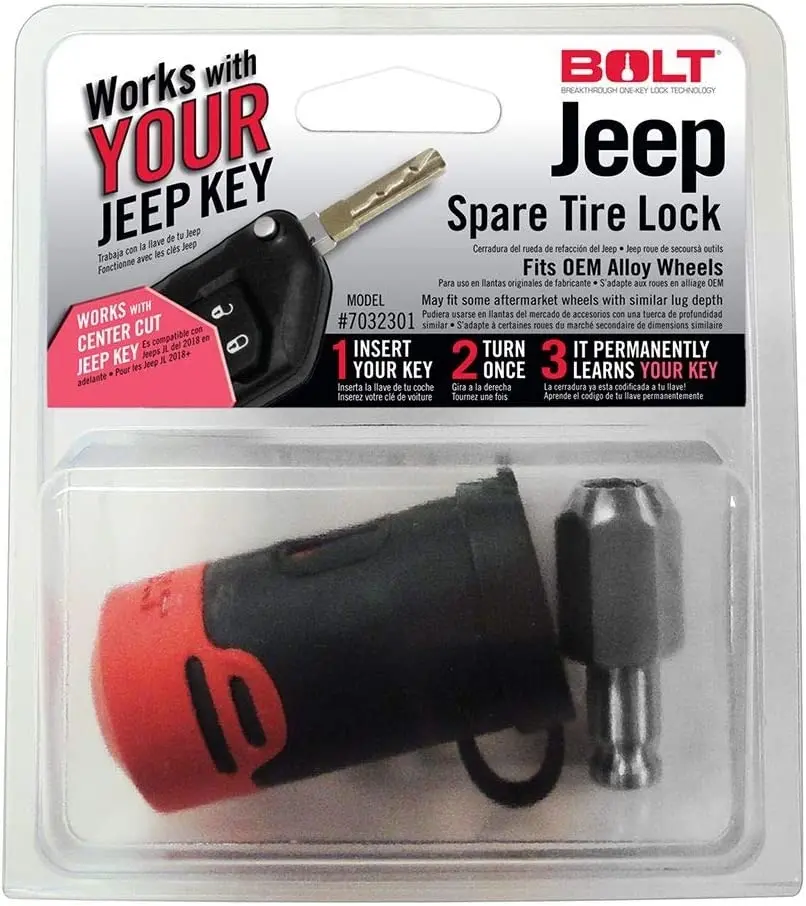 Bolt 7032301 Spare Tire Lock Compatible Fits 2018-Current Jeep Wrangler Jl 1
