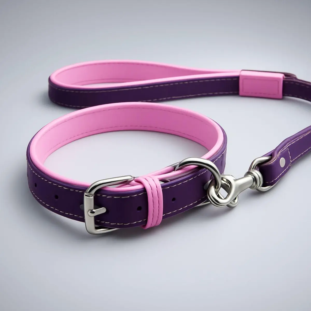 Jet Line Set In Pelle Melanzana & Rosa 2