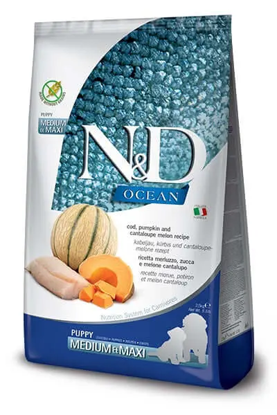 Farmina Dog N&D Ocean Merluzzo, Zucca E Melone Puppy Med/Maxi 1