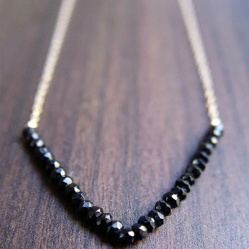 Black Onyx Triangle Gold Necklace 1