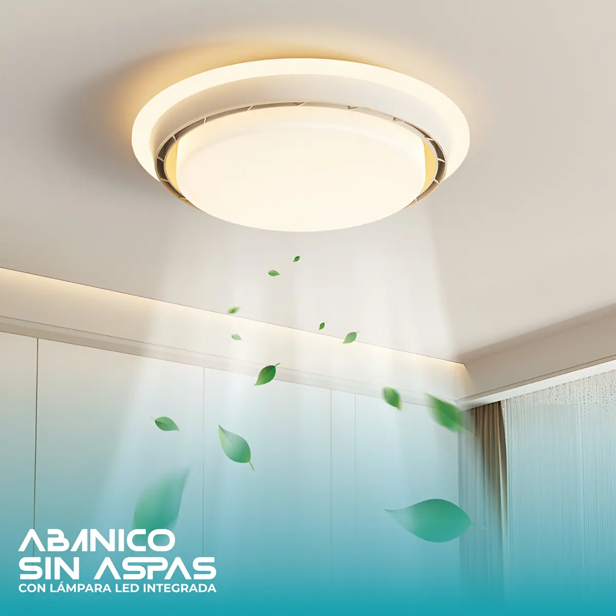 Abanico Sin Aspas Lampara Led Dimeable 3000-6500K Control Por Voz Ventilador Invisible 19"(52Cm) 69W. 1