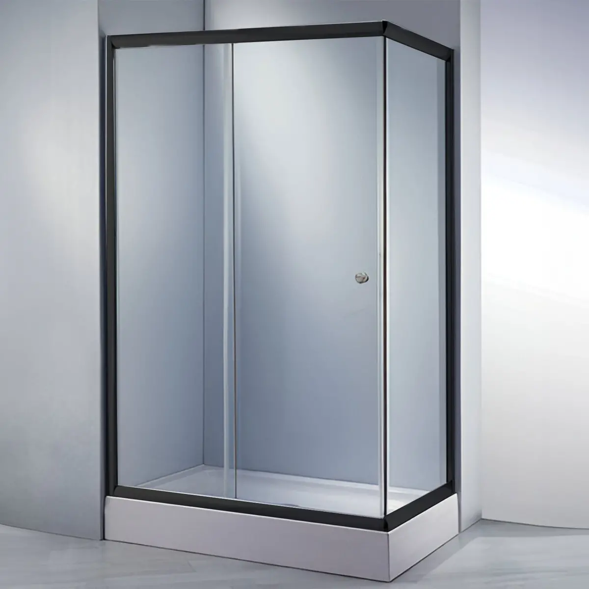 Puerta De Baño Aqua Negra 90° 1500X1500x1850mm (No Incluye Vidrio Solo Herrajes Y Perfil) 1