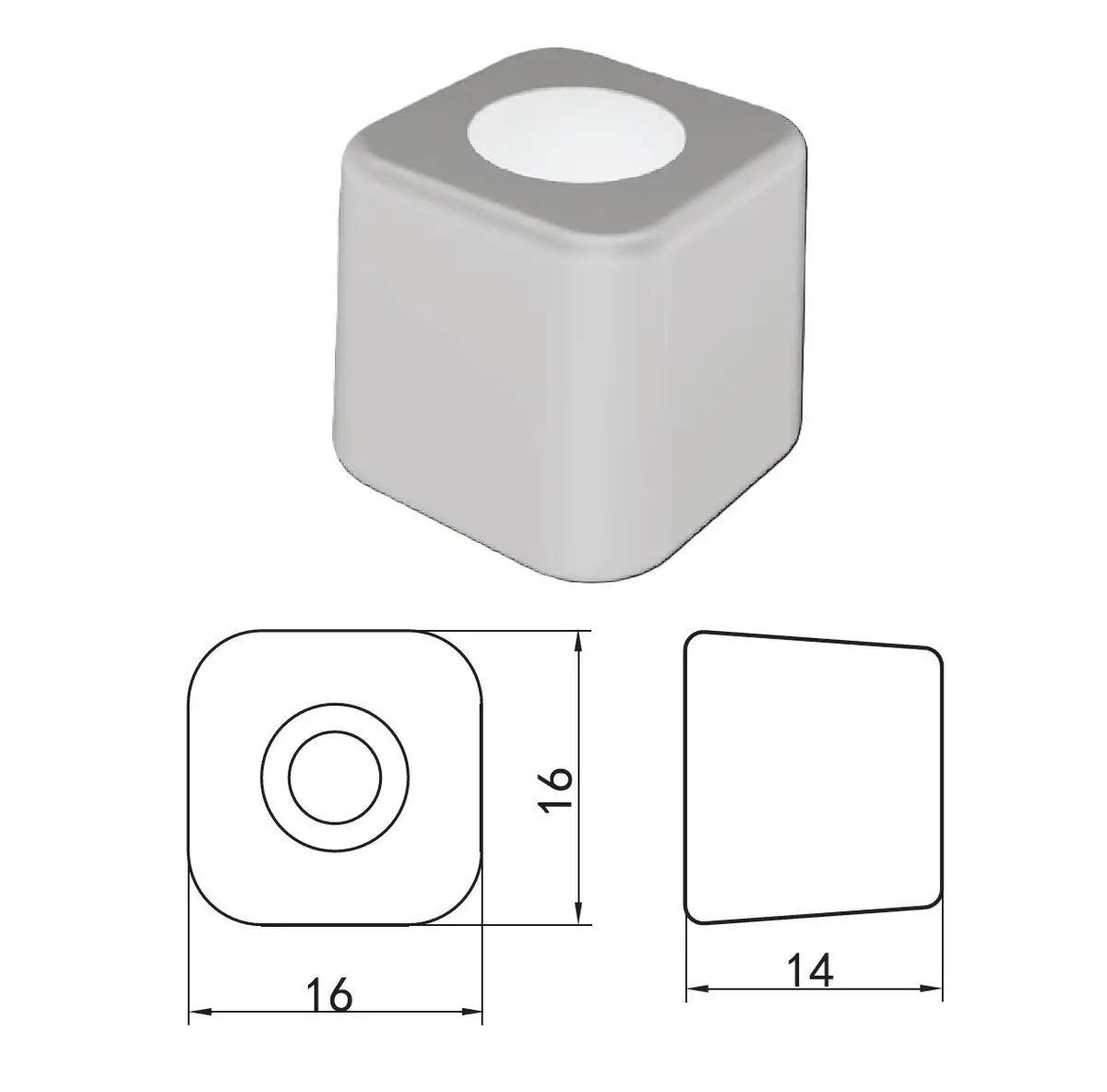 Tope Amortiguador Blanco De Hoja Alta Resistencia Para Ventanas Y Puertas Corredizas Anti-Strike Block 16X16mm Refuerza El Cierre Y Evita Golpes 1