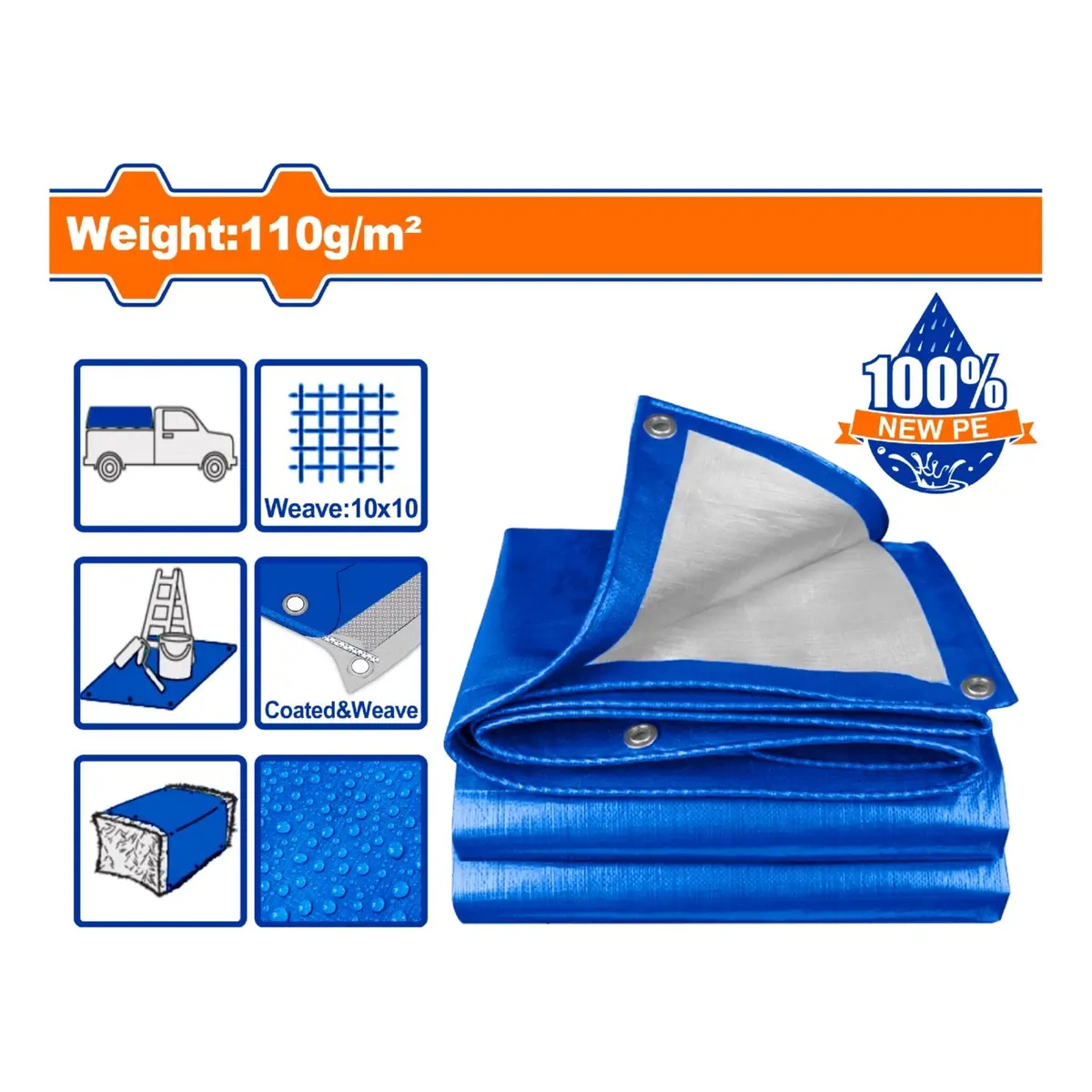 Lonas De Polietileno Azul Peso: 110G/M2. Espesor: 0.15Mm. Ambos Lados Laminados. Impermeable. 1