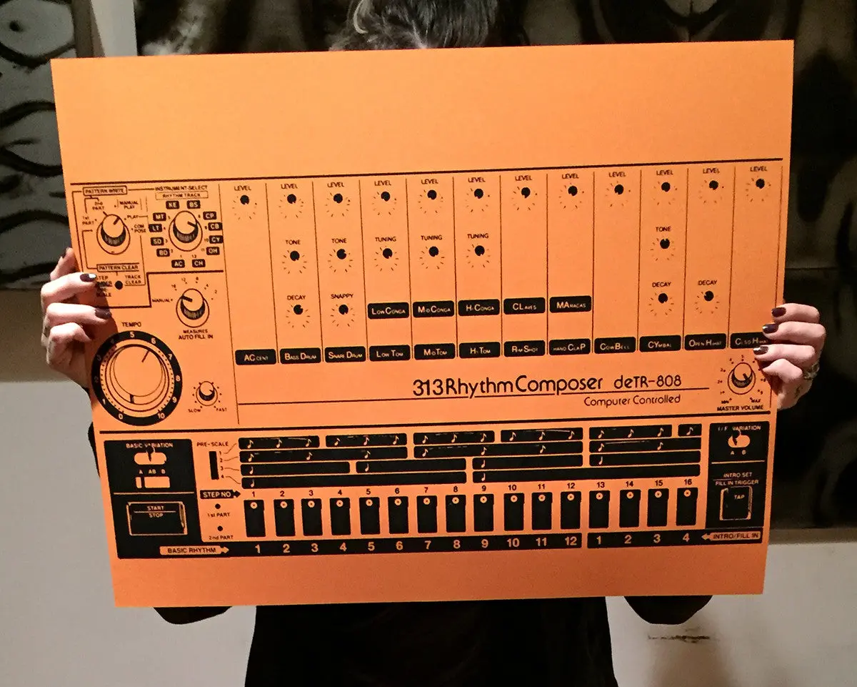 808 Art Print, Vintage Drum Machine Poster 1